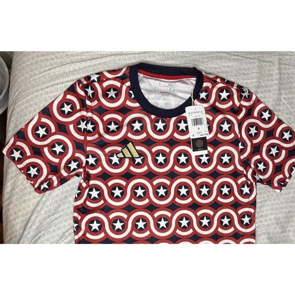 2023 New Adidas MLS x Marvel Preshi US Captain America AOP Soccer Jersey Small - Picture 2 of 10